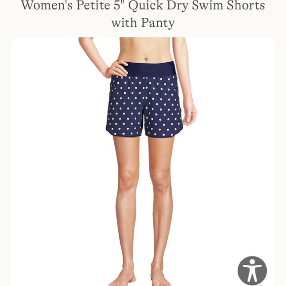 Land’s End Women’s Deep Sea Polka Dot 5” Quick Dry Swim Short w/ Panty - Size 8 - Picture 1 of 8